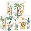 HUUMONSS 30cm Set di 3 Scatole Portaoggetti Boho Animale Woodland Contenitore Porta Giochi per Bambini Pieghevole Leone Giraffa Palme Cubi Portaoggetti per Libreria Kallax Scuola Materna Bianco