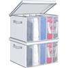 Univivi Organizer per armadio extra large, pieghevole, a 5 scomparti, con copertura antipolvere, per jeans, pantaloni, magliette, maglioni, biancheria intima, scatole impilabili per vestiti