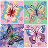 Pujeknm Set di 4 Farfalle 5D Diamond Painting per Bambini, Fai Da Te, 6-12 Anni, Regalo dai 6 Anni, 15 x 15 cm