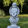 FABRIQ Angelo su sfera, 38 cm, 7 kg, in pietra colata, dipinto a mano, resistente alle intemperie e al gelo, decorazione da giardino