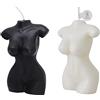 NatureMan 2 candele a forma di corpo femminile, candele di soia profumate per il corpo, decorazione per la casa, camera da letto, bagno, San Valentino (bianco, nero)