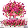 ROLLWAY 8 mazzi di fiori artificiali, come veri e propri esterni, resistenti alle intemperie, per balconi, esterni, resistenti ai raggi UV, per balconi e balconi artificiali, fiori di seta (fucsia