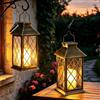Yowin Lanterne da Esterno 2 Pezzi Grande Lanterna Solare da Giardino con Candele Tremolante, Vetro Temperato, Lampada Solari da Appendere Impermeabile Lampade da Tavolo per Balconi - Bronzo
