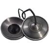 Gandhanra Set di Campane Tibetana Tingsha Tibetano - Cimbali Piatti Piattini da dita Tibetani - Fatti a Mano in Nepal - Bronzo, Nero Liscia, 7,7 cm