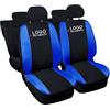 Rebeca Shop® Coprisedili Auto Compatibili per Juke in cotone Made in Italy Set Copri-sedili anteriori e posteriori (Nero - Blu Royal)