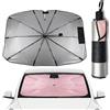 Zuquik Parasole per Auto a Ombrello 145 x 85cm con Apertura a V per Auto e SUV, Protezione Parabrezza con Manico Flessibile a 360 gradi, Anti-UV 3 Strati Senza Odore (Rosa ciliegio, L~L)
