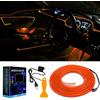 Keiurot El Wire Luci Auto Neon Light per Auto USB Arancione 5M/16Ft Illuminazione Ambientale Auto Atmosfera Auto Led Striscia Luminosa Interni Auto Decorazione Bordo Cucito Luci Cruscotto Striscia LED