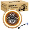 RIGIDON 1x 7 Pollici 50W Fari Led, 5000 LM Faro a Led 3000K + 6000K 4 Modalità Di Illuminazione, Rotonde Luci Fuoristrada Hi/Lo Fascio DRL Anteriore Faro Lampada per Wrangler JK TJ LJ CJ Hummer