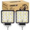 RIGIDON 2x faro da lavoro led, quadrato 4 pollici 48W spot luci 12V 24V | fari di profondità, per auto trattore escavatore camion SUV UTE ATV barca 4x4 veicoli offroad, 6000K bianca, impermeabile
