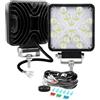 Willpower 2PCS Faro LED 4 Pollici 48W Faretto LED 12V 24V Luci da Lavoro Spotlights Fendinebbia LED per Trattore Fuoristrada Camion Barca Auto 4x4, IP67, 3000K&6000K, Con Cablaggio, Quadrato