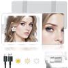 JADAZROR Specchio da trucco con visiera parasole per auto con luci, specchio da trucco a LED migliorato con ingrandimento 20x, specchio da trucco per auto ricaricabile con luce a 3 colori, Bianco