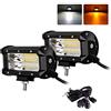 SKYWORLD Barra luminosa a LED stroboscopica, 5 pollici 72W, a tre vie, bianco, ambra, lampeggiante, antinebbia, auto, fuoristrada, proiettore, con, cavo, 2pack