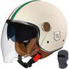 XYLGJYT Casco da moto jet con doppia visiera, casco jet retrò, mezzo casco omologato ECE/DOT, lente lunga, for uomo e donna, scooter, cruiser, scooter(Light Beige,M(56~57cm))