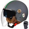 XYLGJYT Casco da moto jet con doppia visiera, casco jet retrò, mezzo casco omologato ECE/DOT, lente lunga, for uomo e donna, scooter, cruiser, scooter(Gray,M(56~57cm))