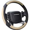 COFIT Coprivolante Auto Antiscivolo Copri Volante Universale in Pelle Microfibra Copristerzo Rotondo per SUV Camion, L 39-40.5cm Beige e Nero