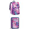 Seven Bundle Stitch Zaino scuola elementare Estensibile Bambina e Ragazza, viola + Astuccio Lilo & Stitch 3 Zip con contenuto