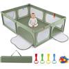 RELAX4LIFE Box per Bambini Pieghevole 208 x 148 cm, Recinto per Neonato con Rete Traspirante, Tasca Portaoggetti, 4 Anelli da Trazione, 50 Palline e Borsa per Bambini 0-3 Anni (Verde)