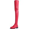 CRETUAO Stivali Alti Fino alla Coscia Donna,Moda Tacco Basso Spesso,Cerniera,Invernali Elasticizzati sopra Il Ginocchio Comodi Stivali Combattimento,Stivali Lunghi Motociclista,Rosso,38 EU