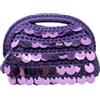 Dolci Idee Borsa Donna Uncinetto Fatta a Mano con Maxi Paillettes Viola - Mini Borsa a Mano da Sera e Cerimonia, Manico Integrato, Idea Regalo Glamour