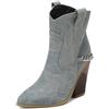 CRETUAO Stivali Cowboy Donna,Catena di Metallo retrò Punta a Punta Tacco Grosso Stivaletti Western al Polpaccio Largo,Stivali Tacco Alto Motivo a Serpente Multicolore alla Moda,Light Blue,38 EU