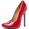 Yinghesheng Donna Scarpe col Tacco 14cm Tacco a Spillo Tacchi Alti in Pelle Verniciata Punta Tonda Sandali Sexy Slip On Festa High Heels,Rosso,43 EU