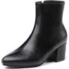 CRETUAO Stivaletti Eleganti Donna,Stivaletti Classici a Punta con Tacco Medio Spesso,Cerniera Laterale,Stivaletti alla Moda Autunno Inverno,Stivali Chelsea Simplicity con Tacco Basso,Nero,42 EU