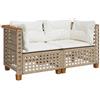 vidaXL Divani Angolari da Giardino con Cuscini 2 Beige Polyrattan, Divano da Giardino con Cuscini, Seduta da Giardino, Divano da Patio