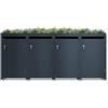 Metzler box pattumiere design antracite con tetto vegetale 4x240L, acciaio verniciato a polvere, chiusura sicura