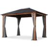 Arreditaly Gazebo 3x4 Metri Per Giardino Con Copertura In Acciaio Zincato Struttura Effetto Legno Tende Laterali Resistenti AllAcqua Ideale Per Patio Terrazza E Outdoor 300 x 400 x 295 Cm Effetto Legno E Grigio