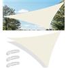 TopIdea Tenda a Vela Parasole Vele Ombreggianti Impermeabile Triangolare Vele Parasole da Giardino Protezione Solare Schermo UV con funi di Tensione per Terrazze Balconi 7.1x7.1x10.1M Crema