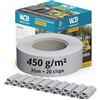 WDB Basic Line - Strisce frangivista in PVC per doppia asta, frangivista per recinzione da giardino, a doppia asta, 47,5 mm x 35 m + 20 clip di fissaggio