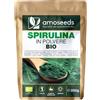 Amoseeds Spirulina in polvere BIO 250g | Pura e Naturale | Ricca di Proteine e Ferro | Non irradiata | Fonte di Ficocianina | Polvere fine, ideale per frullati | Qualità superiore
