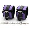 BONDAGERIE® Manette in peluche pelose colore Nero e Viola, morbide per coppia, in ecopelle, regolabili per lui lei giochi