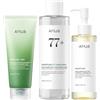 Anua Heartleaf Trio: Pore Control Cleansing Oil & Quercetinol Pore Deep Cleansing Foam & 77 Soothing Toner, Double Cleansing, Gentle Korean Skincare
