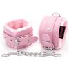 BONDAGERIE® Manette rosa per giochi di coppia pelose morbide in Ecopelle, unisex regolabili