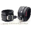 BONDAGERIE® Manette di colore nero per Giochi coppia Hard Nero in ecopelle, regolabile cinturino, accessorio uomo donna lui lei
