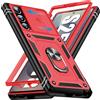 Giyer Cover per Samsung Galaxy S25 Ultra Custodia con Vetro Temperato, Antiurto Grado Militare 360° Anello Supporto Armor Bumper Case, Antiurto per Samsung S25 Ultra 5G Cover (Rosso)