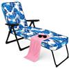 BAKAJI Sedia Sdraio da Giardino, Poltrona Relax Pieghevole Salvaspazio con Struttura Metallo e Schienale Reclinabile, Poggiapiedi e Seduta in Tessuto Imbottito 148 x 63 x 98 cm (Tropicale Blu)