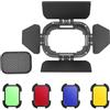Godox BD-07 II Barndoor Kit per Godox AD200Pro II Flash Head H200II con griglia a nido d'ape staccabile e 4 filtri colorati (rosso, giallo, blu, verde), compatibile con AD200ProII Monolight Strobe