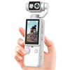 BLKE S Q8 Fotocamera Vlog Portatile con Obiettivo Ruotabile a 180°, Fotocamera Digitale 1080p per Foto e Video, Schermo IPS 2,0, Auto Focus, Batteria 2000mAh, Include Scheda 32GB, Treppiede e Cordino Blanco
