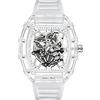 Gosasa Tonneau - Orologio da polso da uomo, alla moda, trasparente, analogico, con calendario, al quarzo, impermeabile, alla moda, da uomo, M-bianco, Moda