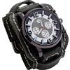 OEUVREBY Punk Retro Orologio Bracciale Pelle Moda Largo Cinturino in Pelle Vintage Nero, Verde, 29x5.8 cm, come descrizione