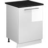 Vicco Mobiletto base cucina Fame-Line, Bianco lucido/Bianco, 60 cm 1 anta con piano di lavoro