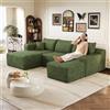 Yihomfy Divano ad angolo a forma di U, 241 cm, divano a forma di U, divano ad angolo modulare 4 posti con pouf, divano a U convertibile per soggiorno, seduta profonda, senza montaggio, L-verde