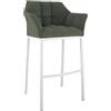 CLP Sgabello da bar Damaso con schienale, sgabello da bar imbottito con rivestimento in corda, sgabello da banco con portata fino a 240 kg, Colore:verde, Colore del telaio:bianco