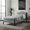 ML DESIGN modern living ML-Design Letto 90x200 cm, Giroletto Singolo, Struttura Robusta, Testiera Imbottita e Rete a Doghe, Telaio in Acciaio e Tessuto di Lino, Grigio, Spazio di Archiviazione Sotto il Letto, per Cameretta
