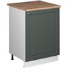 Vicco Mobiletto base cucina Fame-Line, Verde-oro rustico/Bianco, 60 cm 1 anta con piano di lavoro