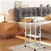 OHMG 60 x 40 cm Tavolo Rotolante per Letto Divano, Tavolo Rotolante con 1 Cassetto e 2 Ripiani, Scrivania Mobile Altezza Regolabile 74,5 - 95,5 cm, Tavolino 4 Roulette Bloccabile