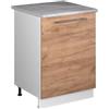 Vicco Mobiletto base cucina Fame-Line, Rovere dorato/Bianco, 60 cm 1 anta con piano di lavoro