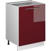 Vicco Mobiletto base cucina Fame-Line, Bordeaux lucido/Bianco, 60 cm 1 anta senza piano di lavoro